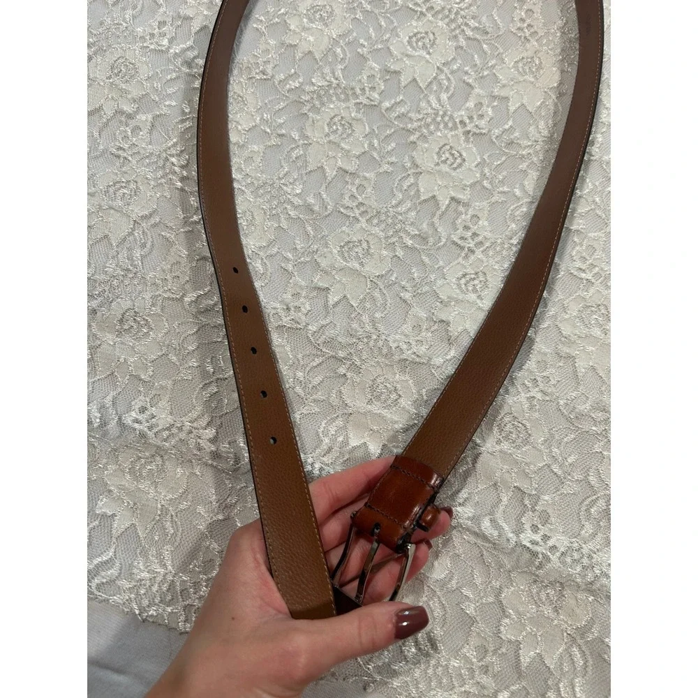 Mens Barneys New York Orange Brown Leather Belt Dress Belt Bundle Size 40 Causal